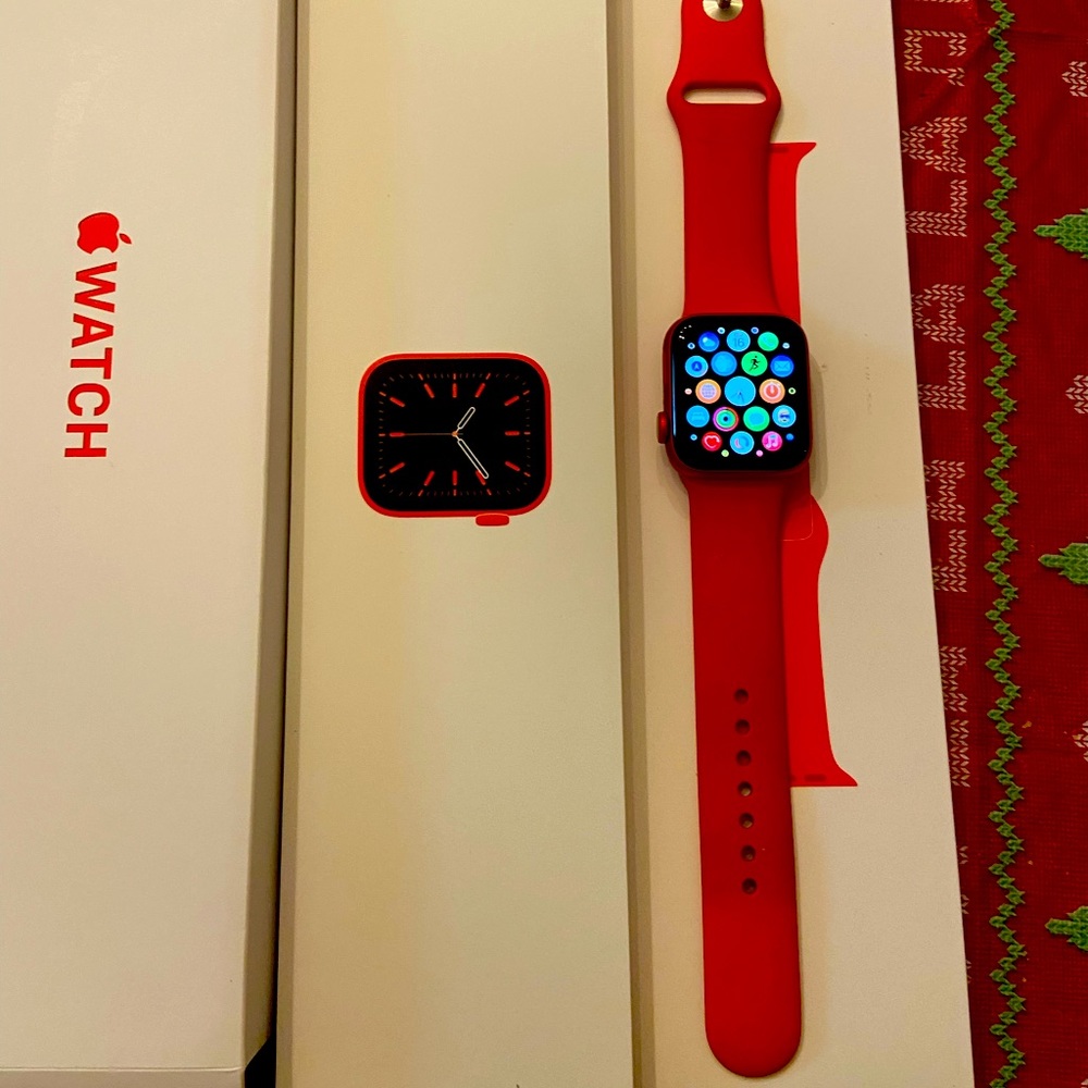 Apple Watch Series 6 (GPS, 44mm) - RED - Aluminum Case with RED - Sport Band - Picture 1 of 3